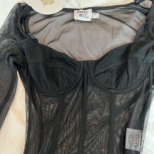 Princess Polly Black Mesh Bodysuit (Leonie Bodysuit)